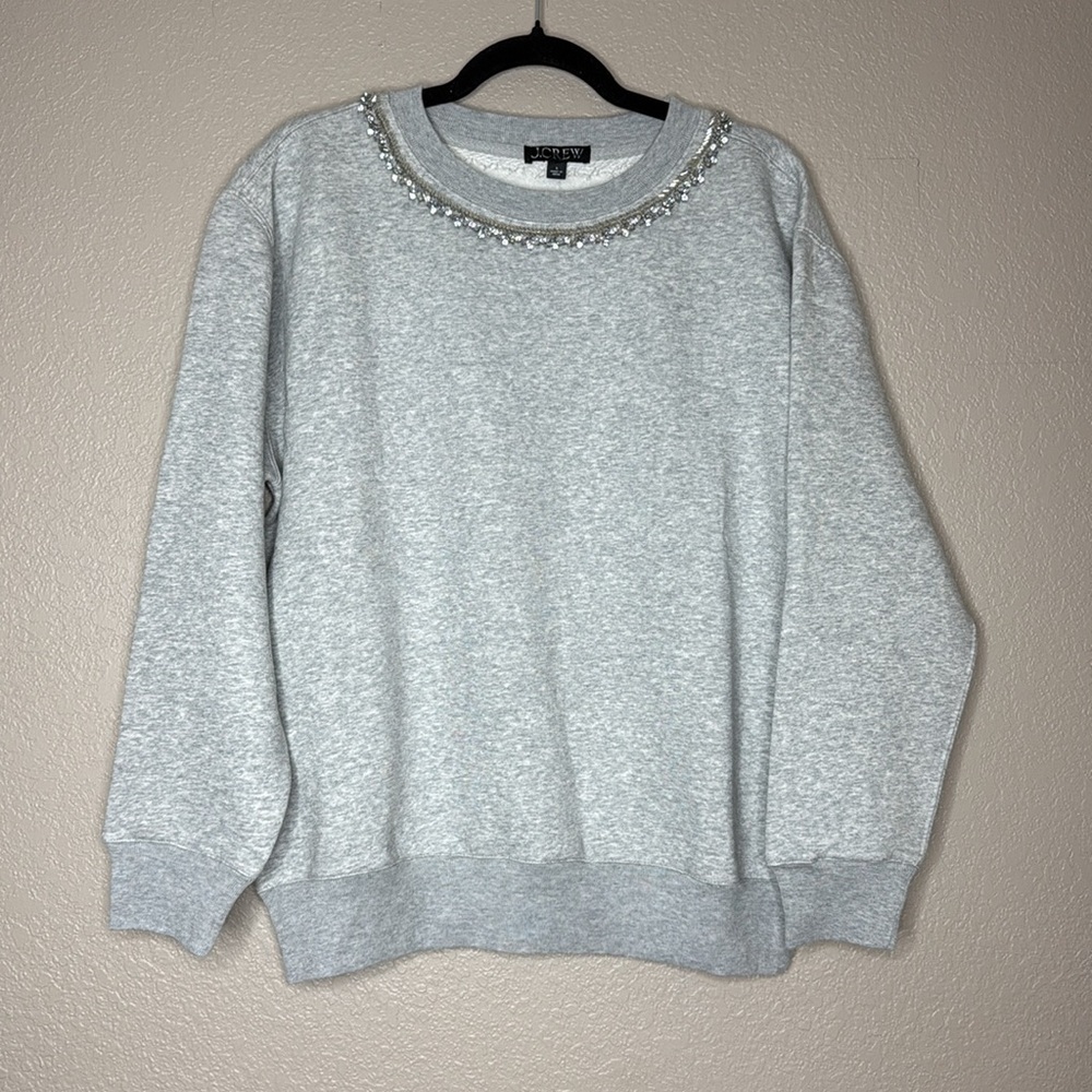 J. Crew Heritage Fleece Crewneck Sweatshirt with Embellishments - Picture 5 of 9